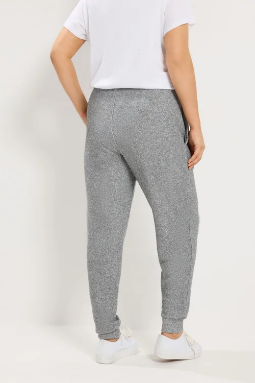 Yours Curve Grey Soft Touch Ribbed Joggers - 26-28 Image 3