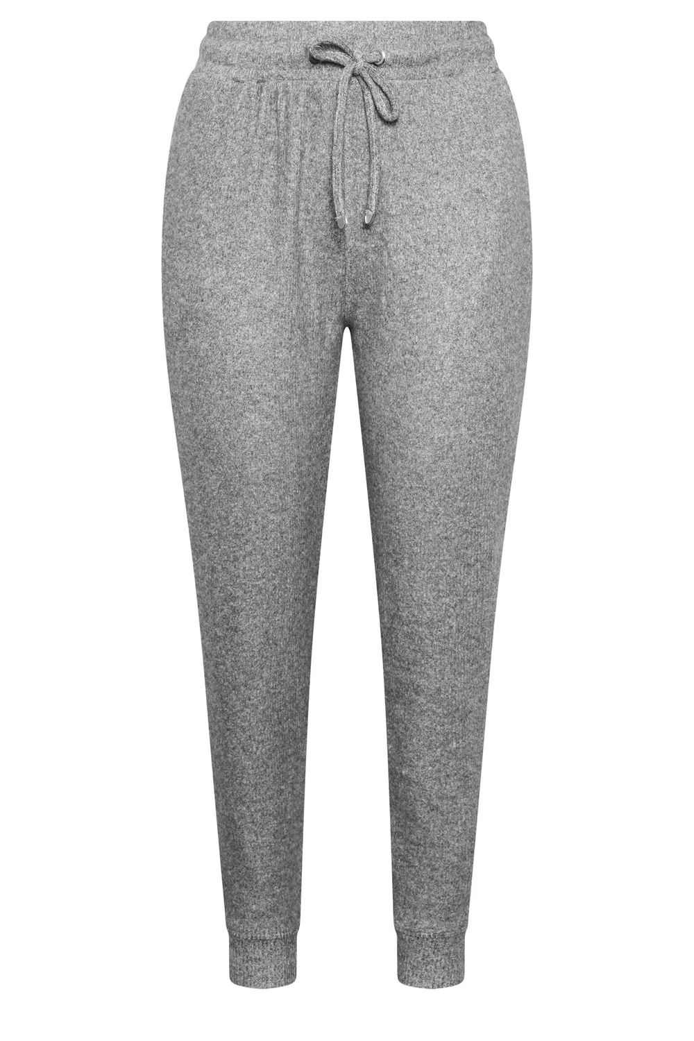 Yours Curve Grey Soft Touch Ribbed Joggers - 26-28 Image 5