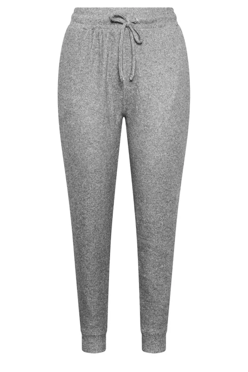 Yours Curve Grey Soft Touch Ribbed Joggers - 26-28 Image 5