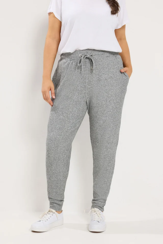 Yours Curve Grey Soft Touch Ribbed Joggers