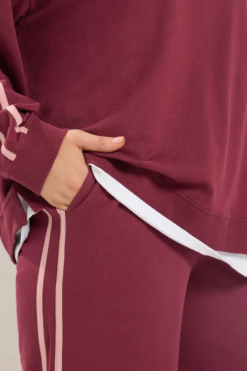 Yours Curve Red Side Stripe Wide Leg Joggers - 30-32/L28 Image 4