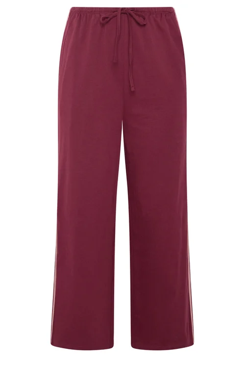 Yours Curve Red Side Stripe Wide Leg Joggers - 30-32/L28 Image 5