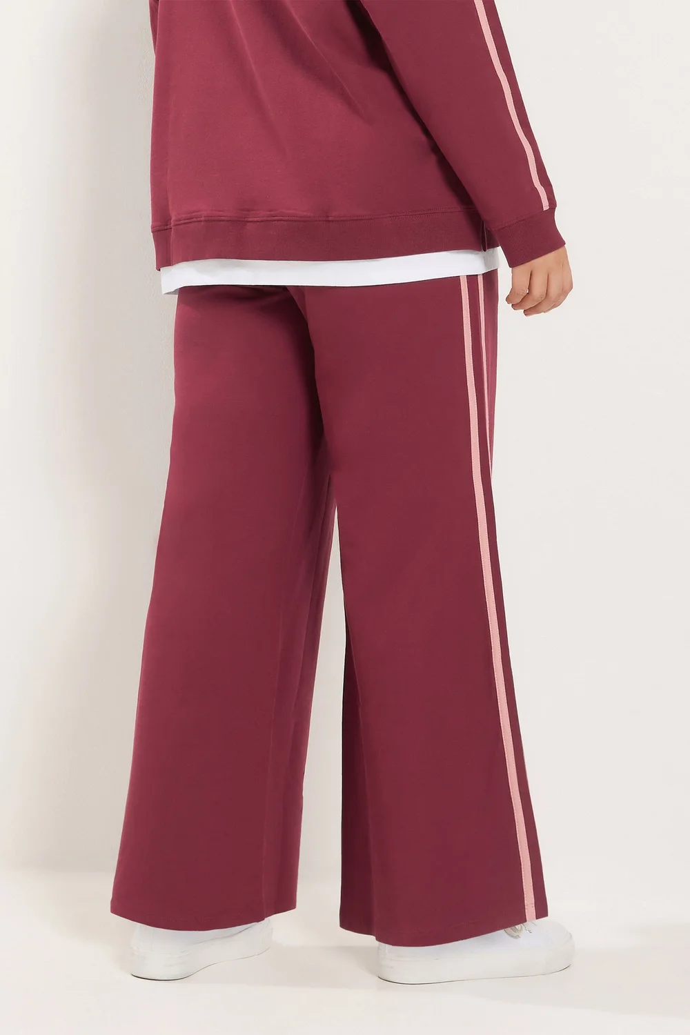 Yours Curve Red Side Stripe Wide Leg Joggers - 30-32/L28 Image 3