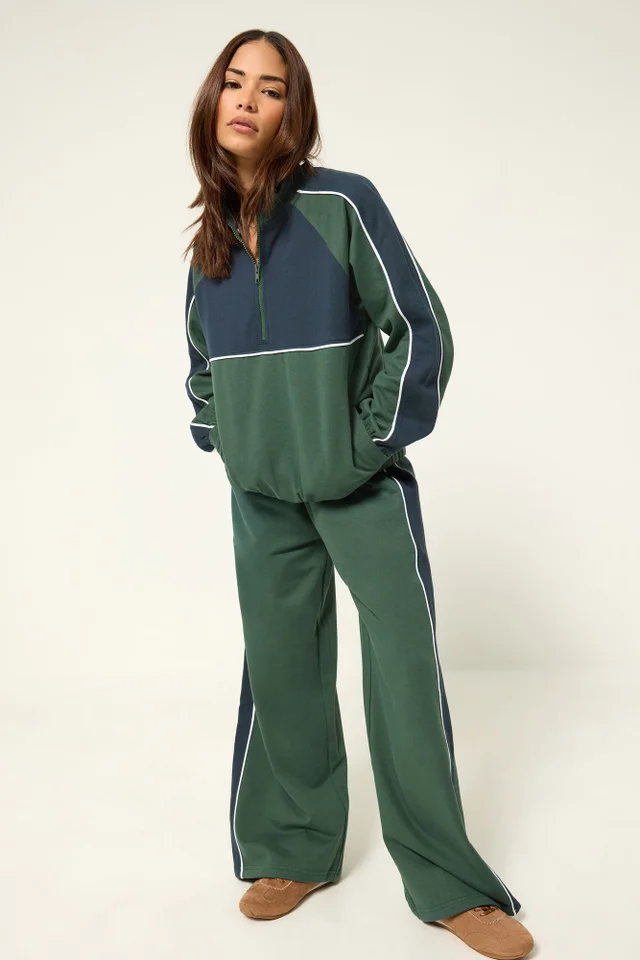 PixieGirl Petite Green & Navy Colour Block Joggers