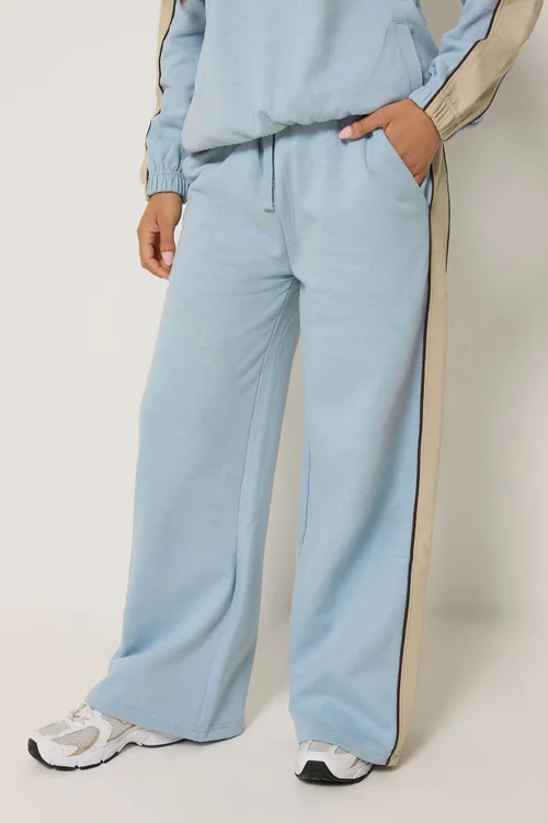 PixieGirl Petite Blue & Brown Colourblock Wide Leg Joggers - 8/L27 Image 3