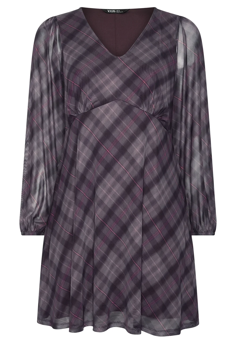Yours Curve Purple Checkered Mesh Midi Dress - 12 Image 5