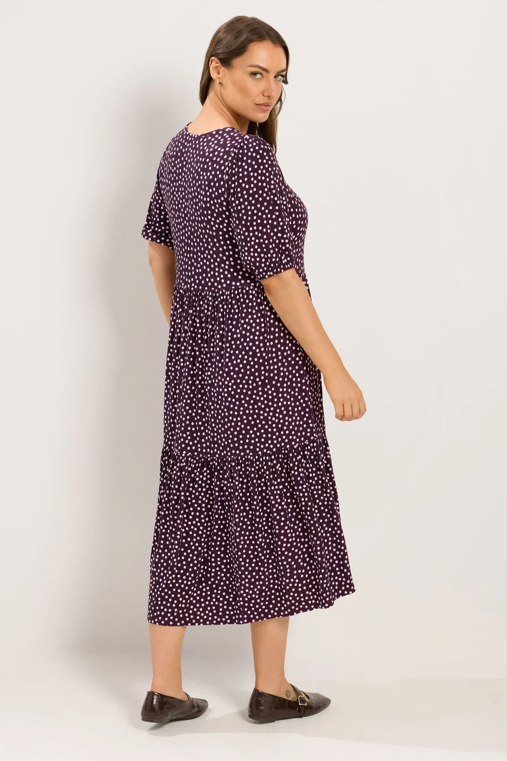 Yours Curve Purple Polka Dot Maxi Dress - 14 Image 3