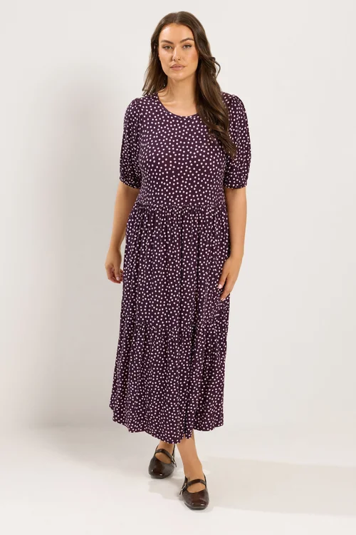 Yours Curve Purple Polka Dot Maxi Dress - 14 Image 2