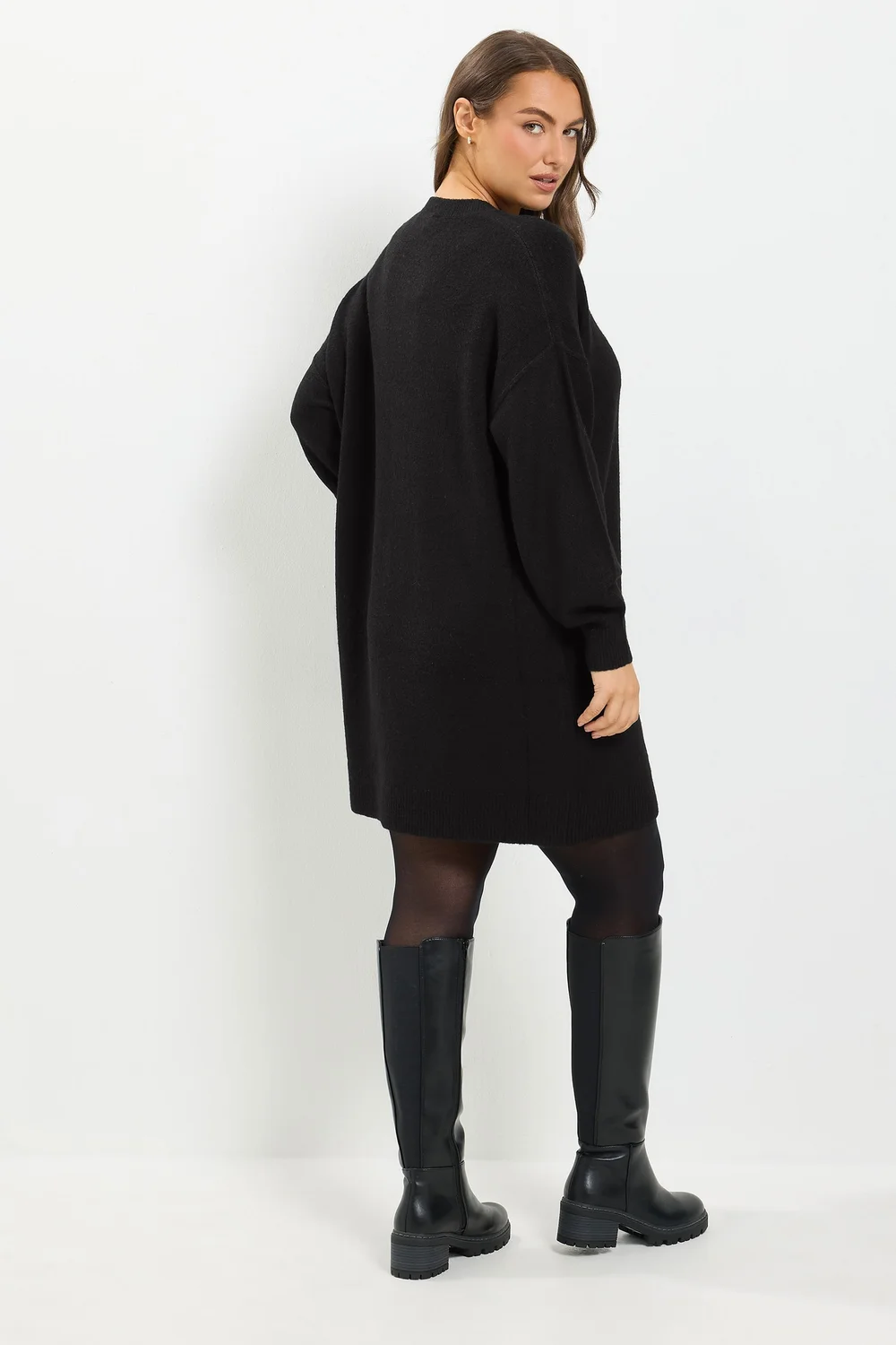 Yours Curve Black Long Sleeve Jumper Dress - 18-20 Image 3