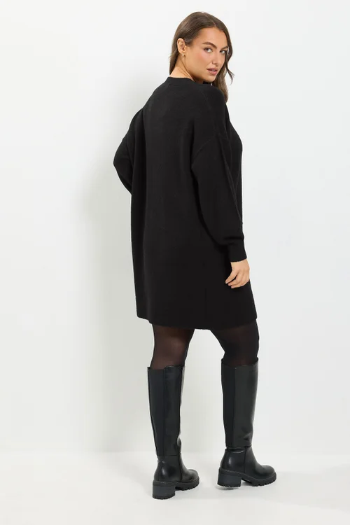 Yours Curve Black Long Sleeve Jumper Dress - 18-20 Image 3