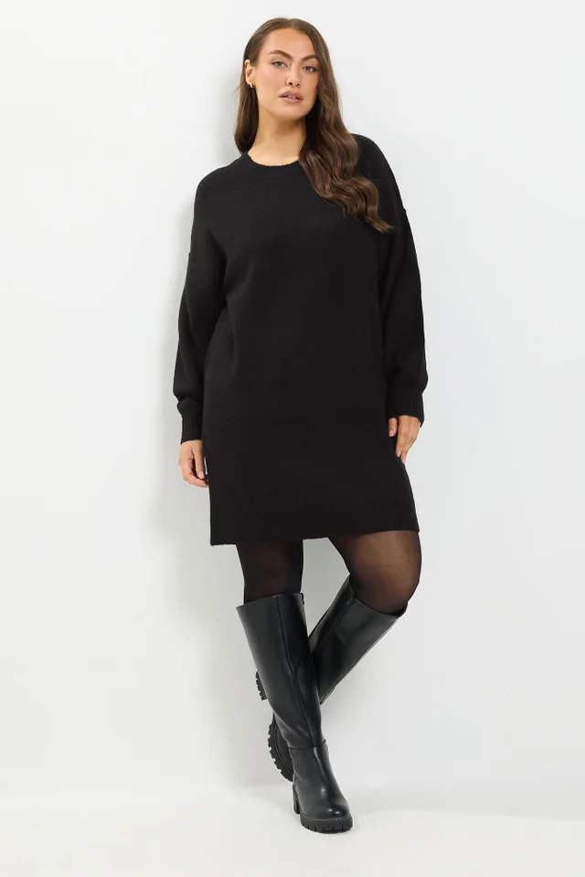 Yours Curve Black Long Sleeve Jumper Dress