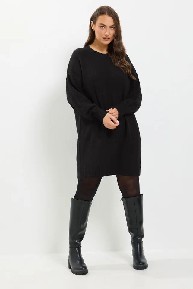 Yours Curve Black Long Sleeve Jumper Dress