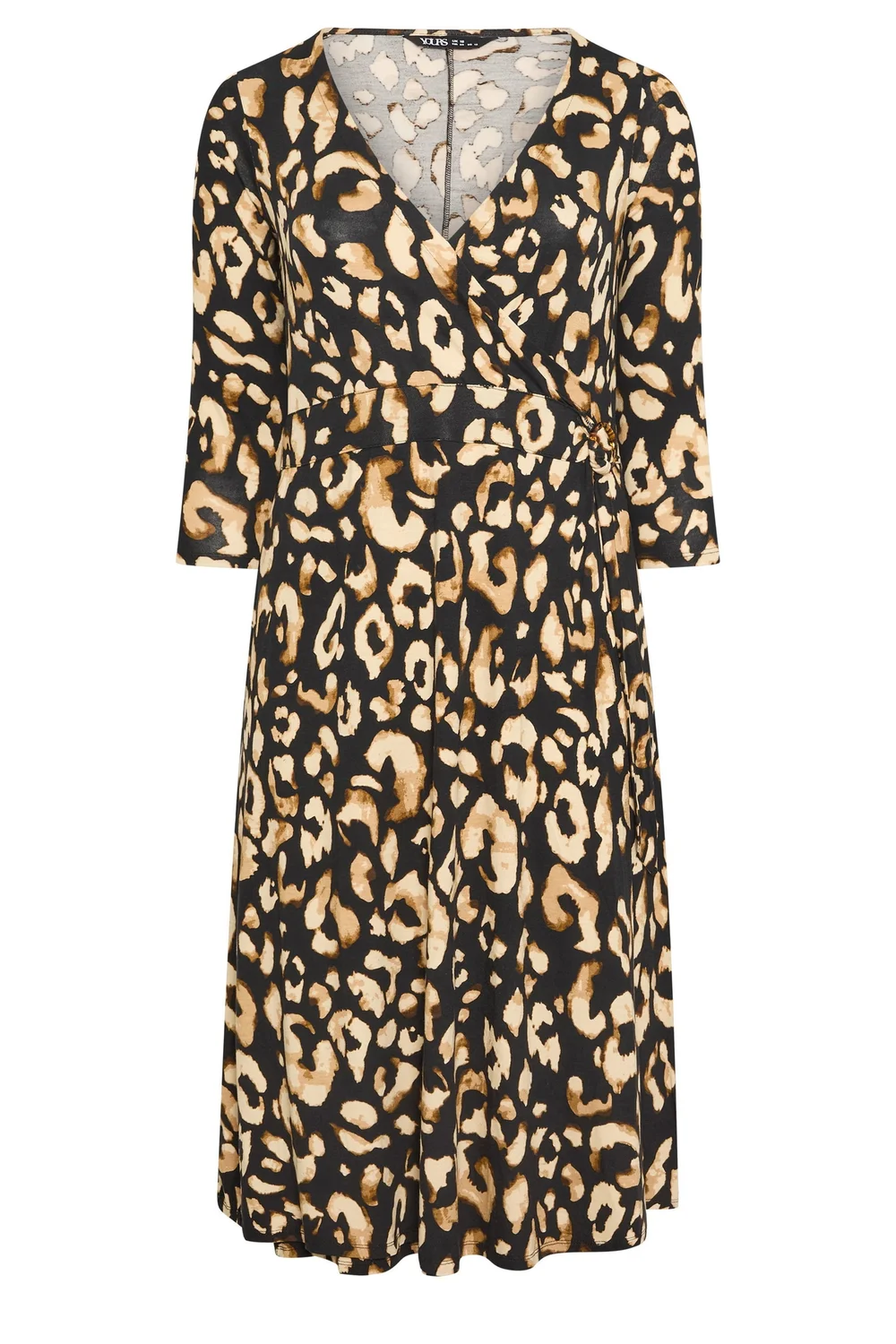 Yours Curve Black Leopard Print Wrap Dress - 16 Image 5