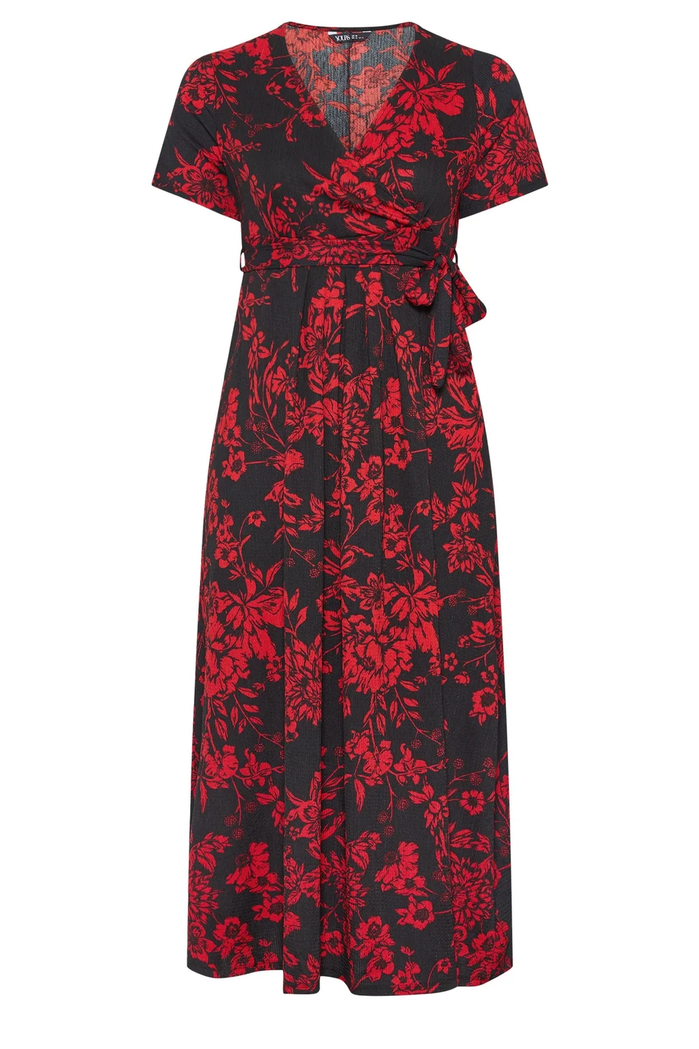 Yours Curve Red Floral Wrap Dress - 16 Image 4