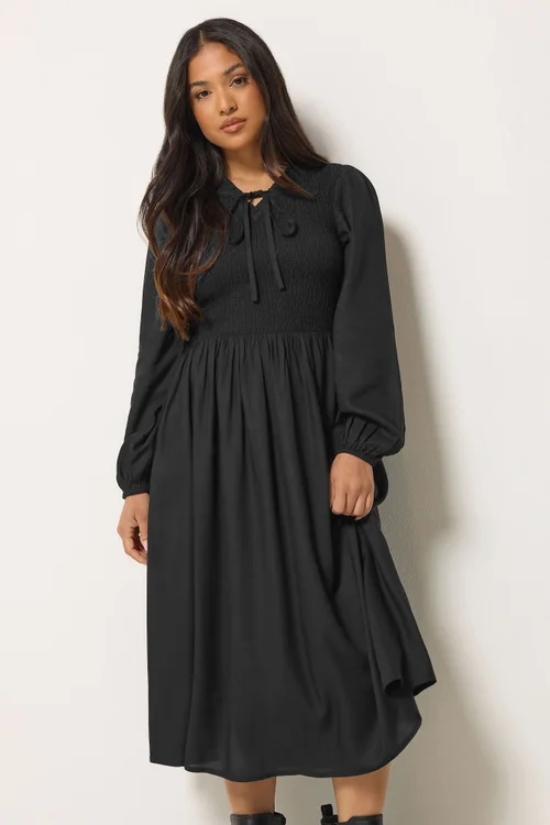 PixieGirl Petite Black Shirred Midi Dress - 6 Image 2