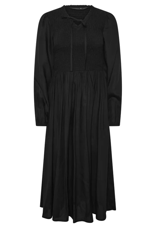 PixieGirl Petite Black Shirred Midi Dress - 6 Image 5