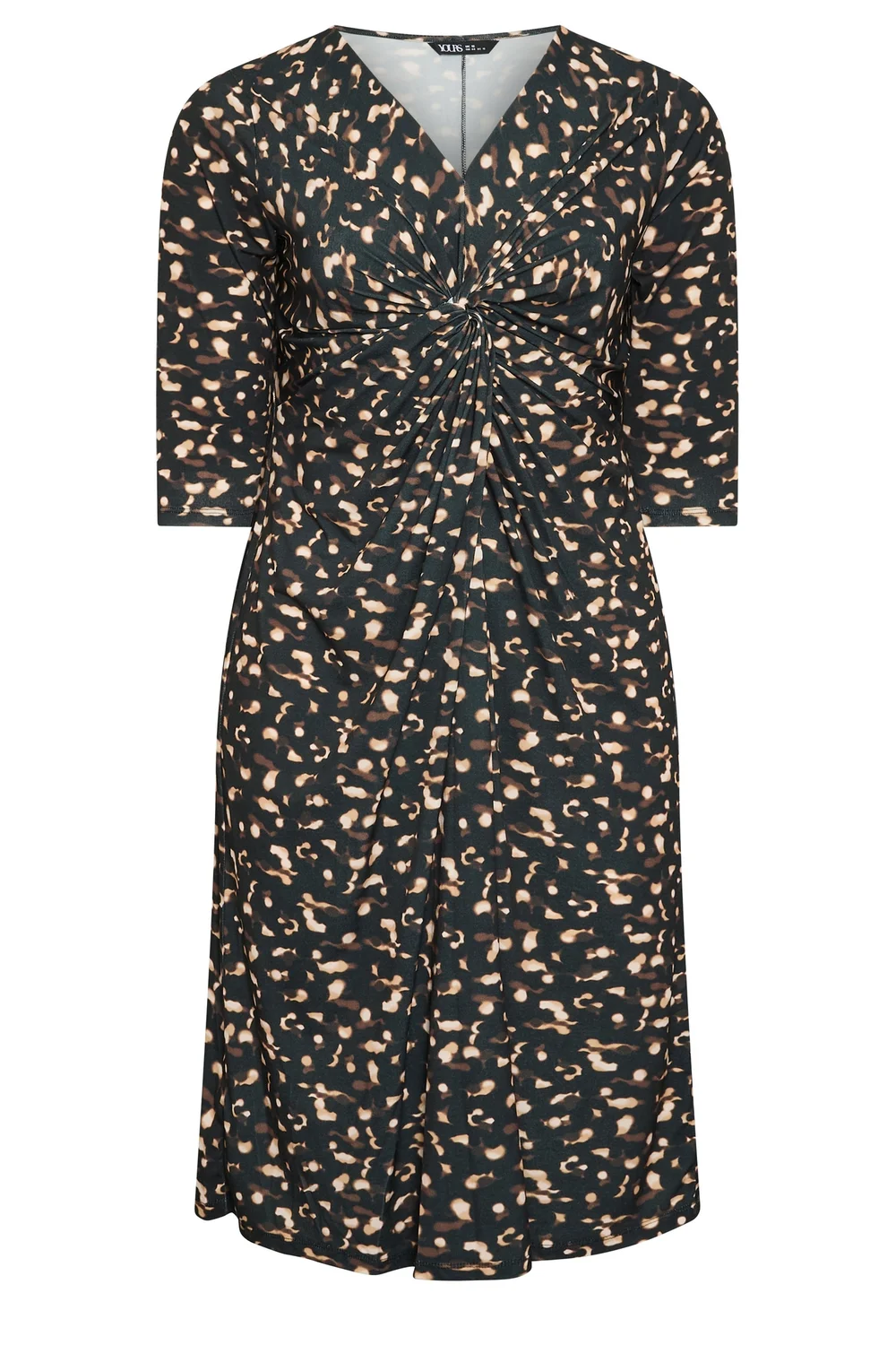 Yours Curve Black Abstract Twist Front Midi Dress - 20 Image 5