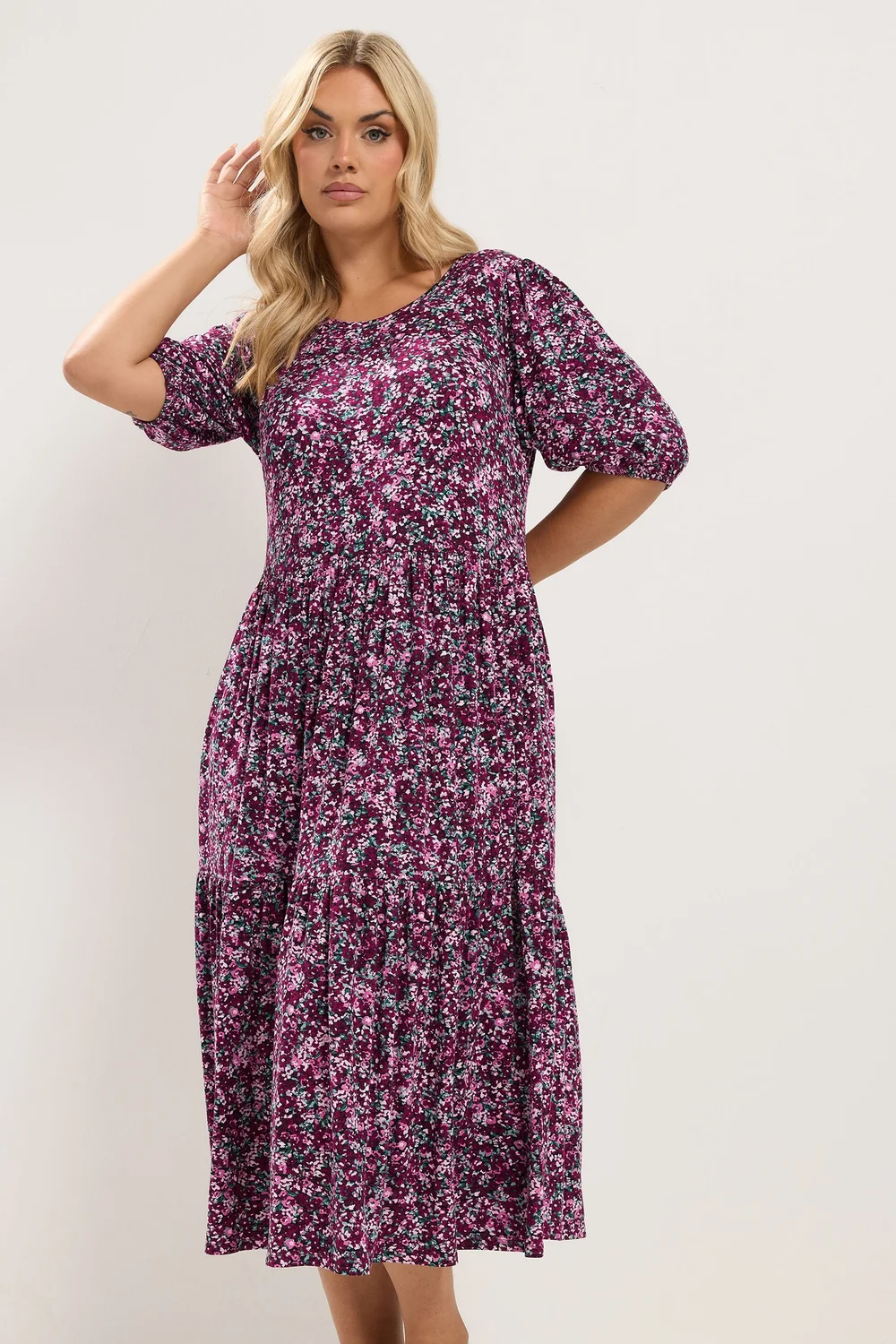Yours Curve Pink Ditsy Floral Print Maxi Dress - 18 Image 1