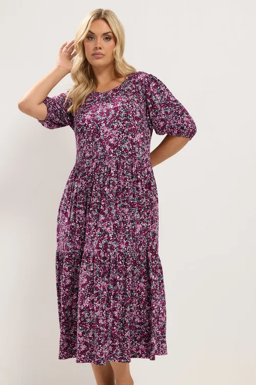Yours Curve Pink Ditsy Floral Print Maxi Dress - 18 Image 1