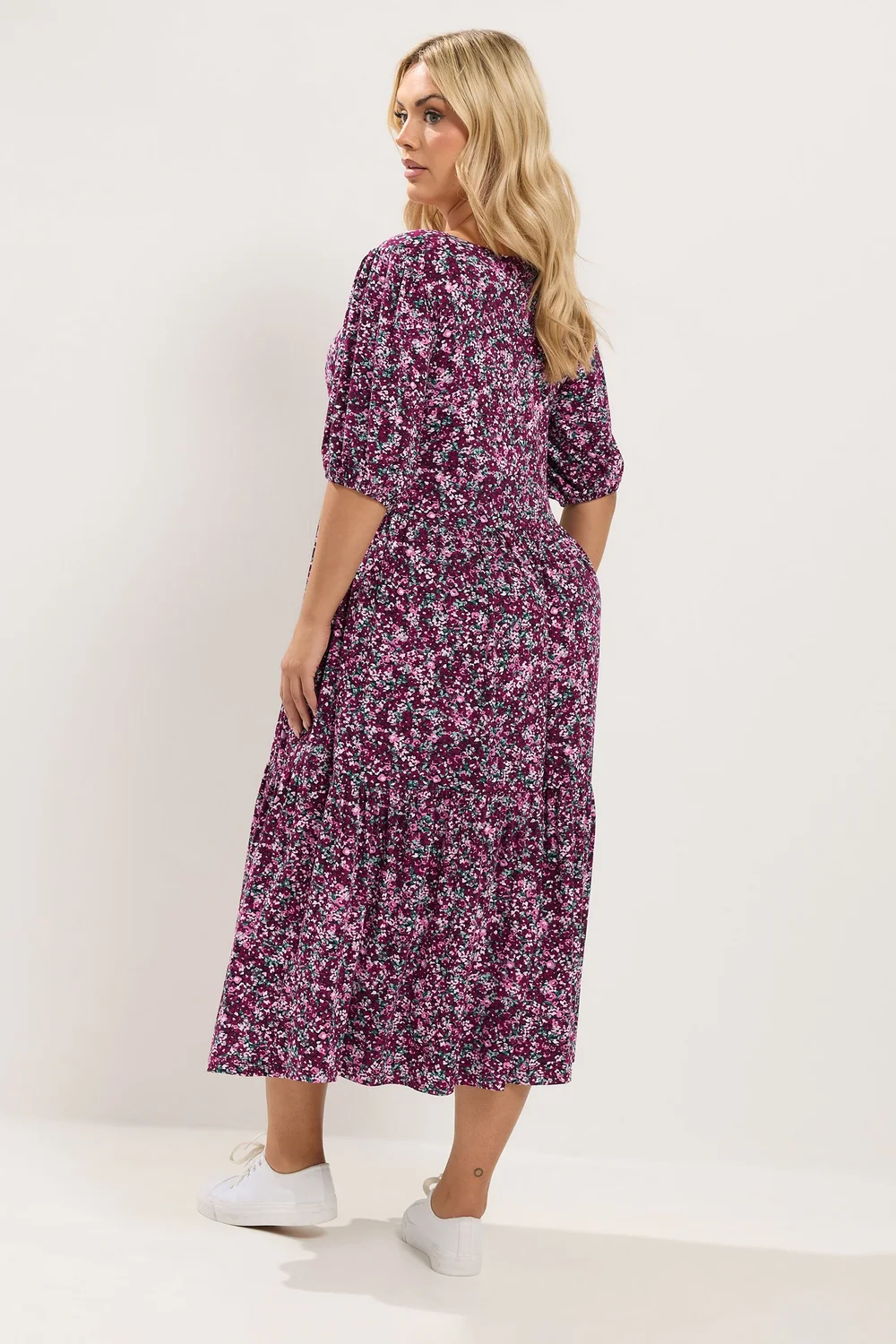 Yours Curve Pink Ditsy Floral Print Maxi Dress - 18 Image 3
