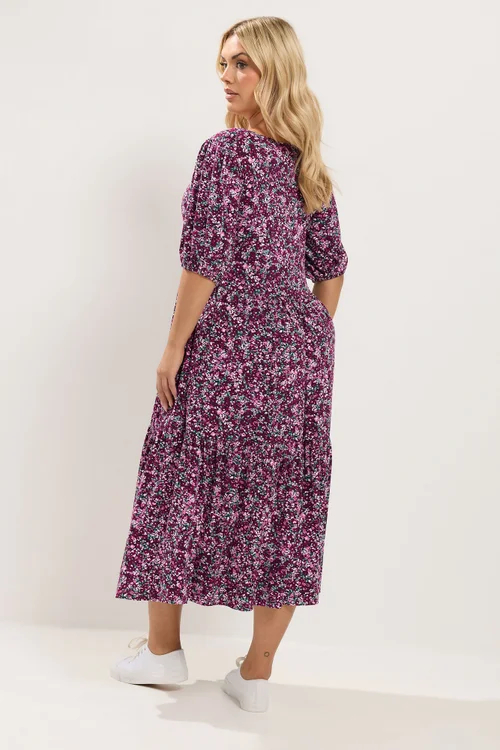 Yours Curve Pink Ditsy Floral Print Maxi Dress - 18 Image 3