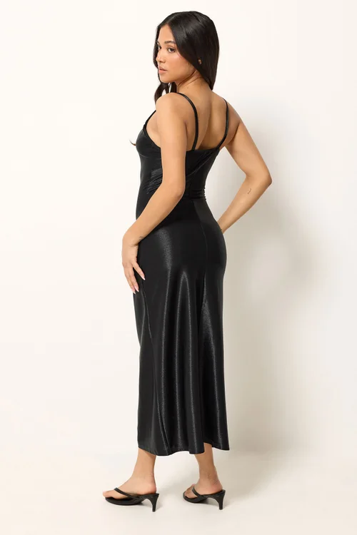 PixieGirl Petite Black Lace Trim Maxi Dress - 16 Image 4