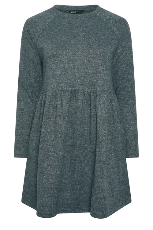 Yours Curve Charcoal Grey Gathered Dress - 10 Image 5