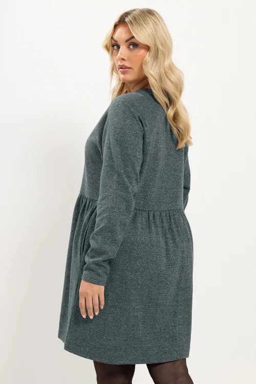 Yours Curve Charcoal Grey Gathered Dress - 10 Image 3