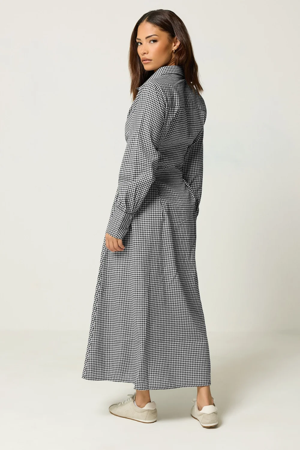 PixieGirl Petite Black Gingham Cotton Maxi Dress - 6 Image 3