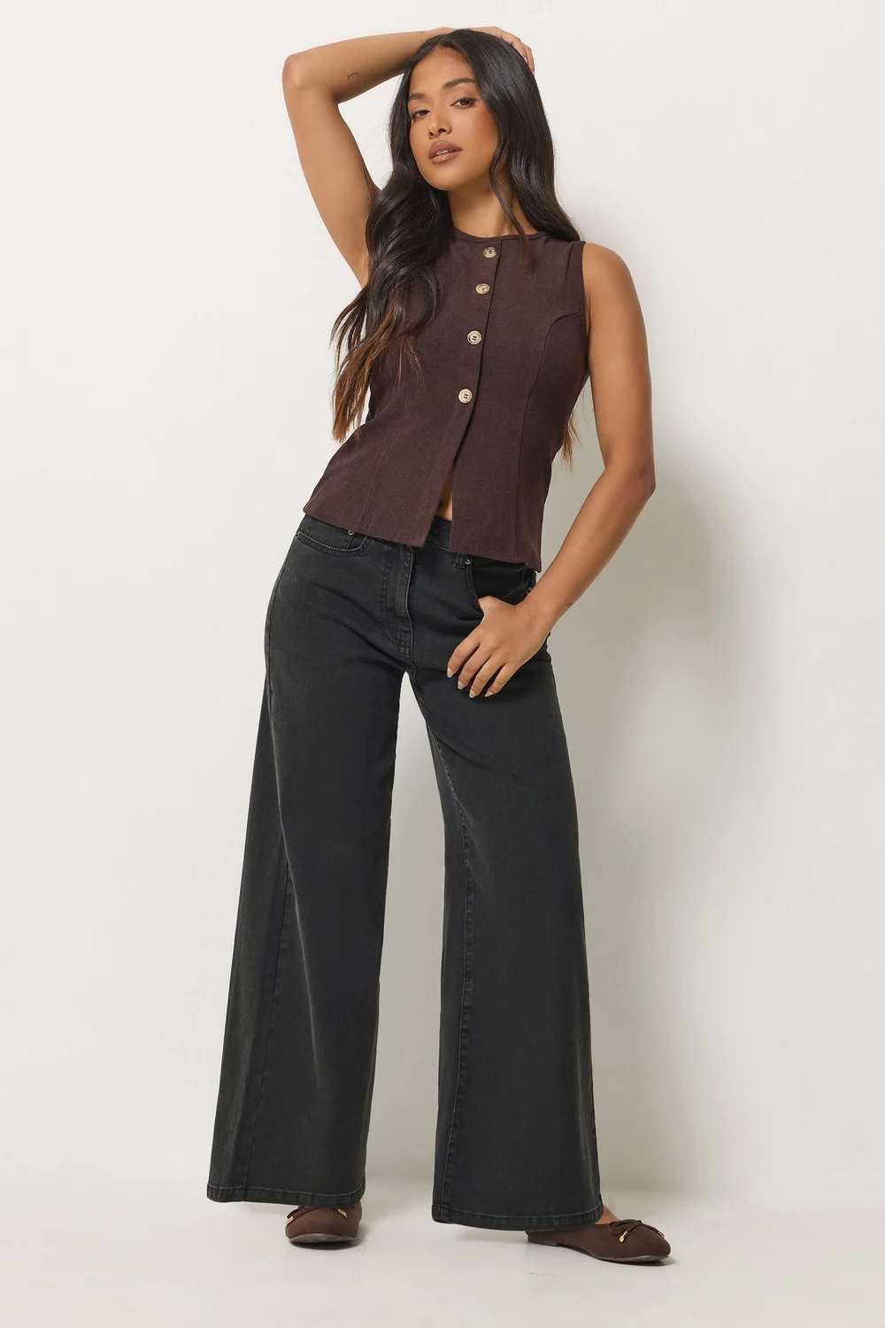 PixieGirl Petite Black Wide Leg Jeans - 6 Image 1