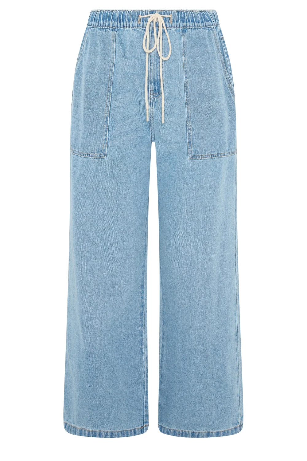 Yours Curve Blue Tie Waist Denim Jeans - 14/L28 Image 5
