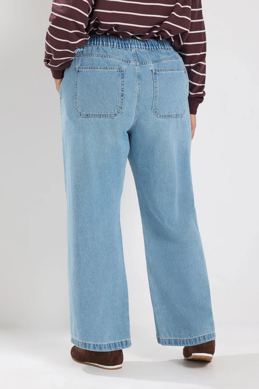 Yours Curve Blue Tie Waist Denim Jeans - 14/L28 Image 3