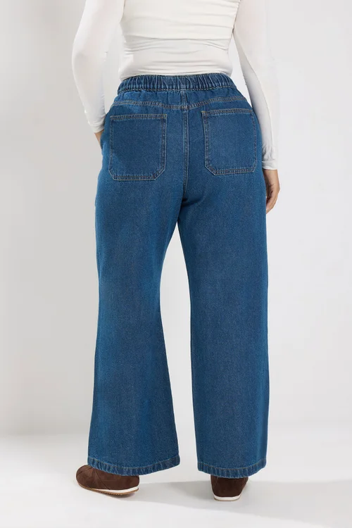 Yours Curve Indigo Blue Tie Waist Jeans - 16/L28 Image 4