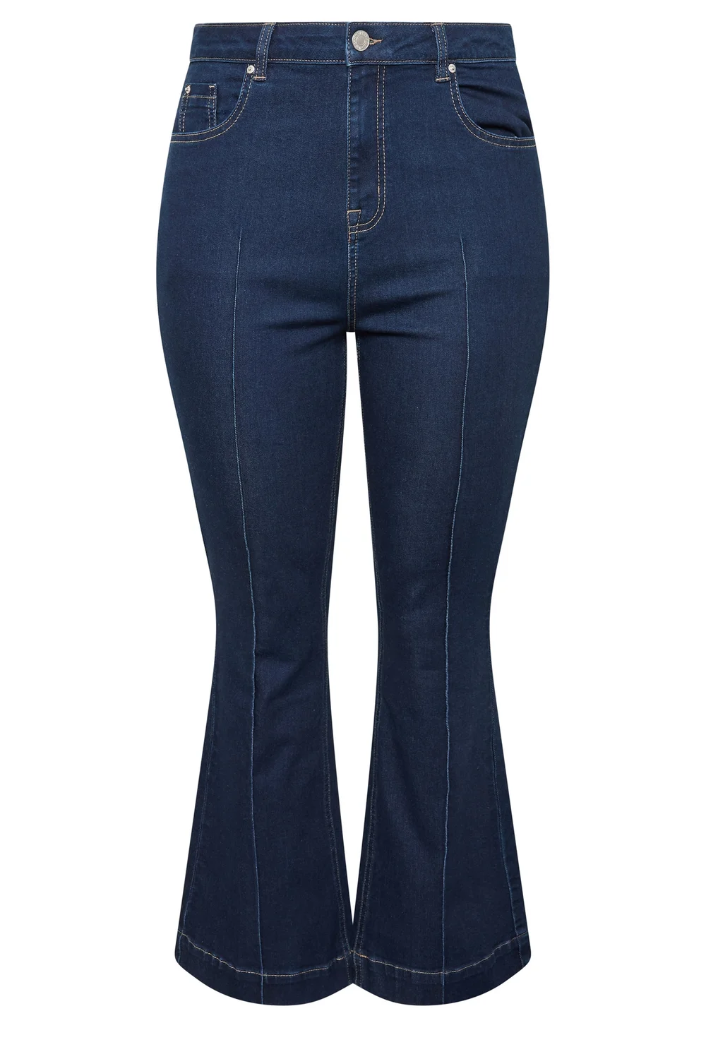 Yours Curve Indigo Blue Pintuck Flared Jeans - 22/L28 Image 5