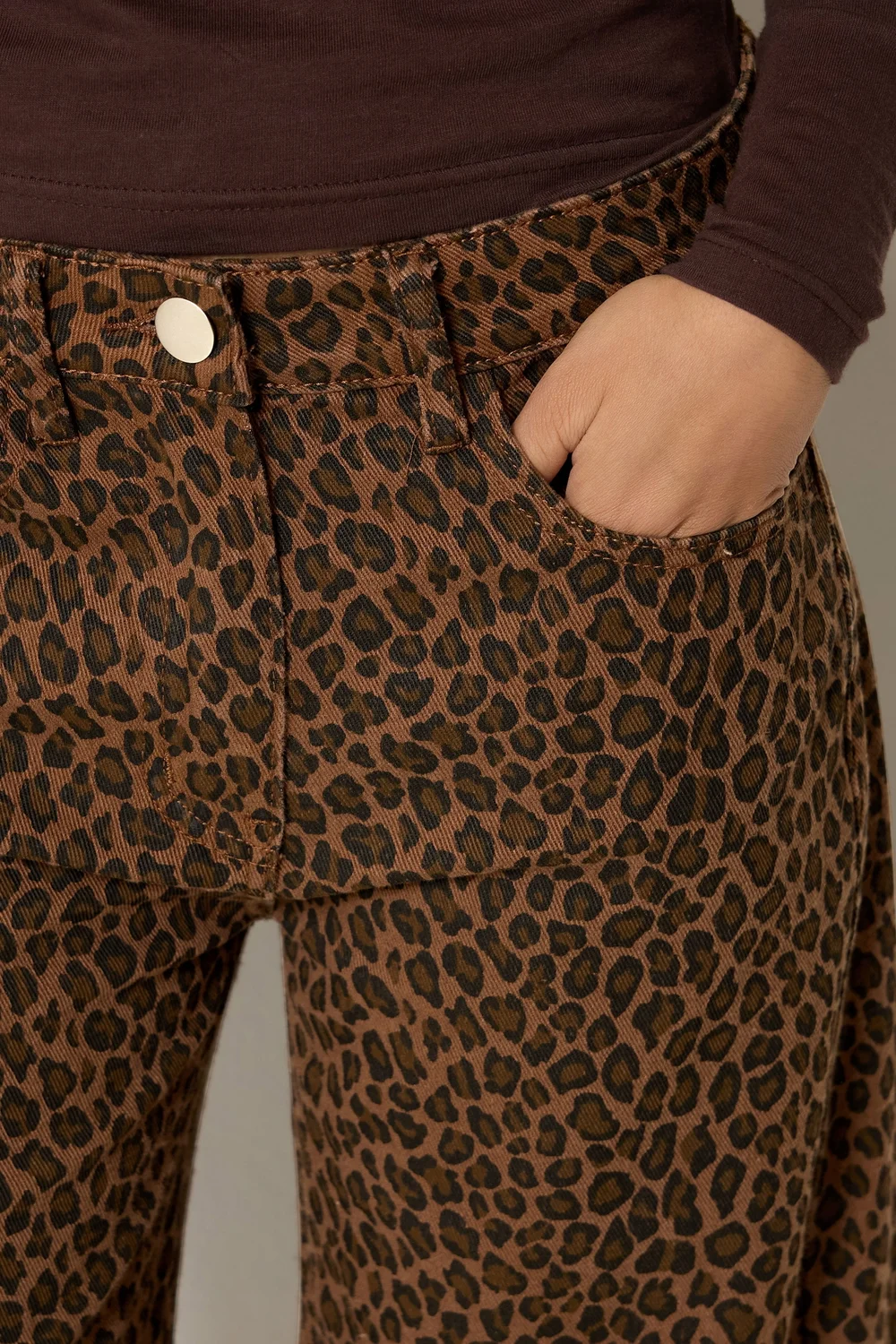 PixieGirl Petite Brown Animal Print Barrel Jeans - 12/L27 Image 4