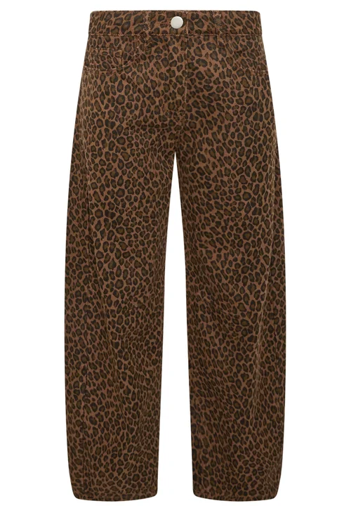 PixieGirl Petite Brown Animal Print Barrel Jeans - 12/L27 Image 5