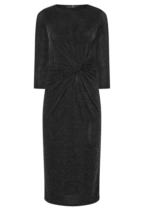 PixieGirl Petite Black Brillo Twist Detail Midi Dress - 8 Image 5