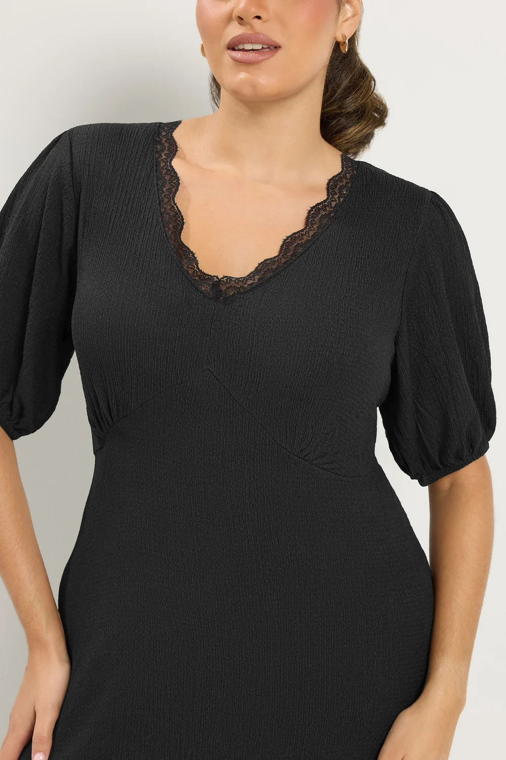 Yours Curve Black Lace Trim Midi Dress - 12 Image 5