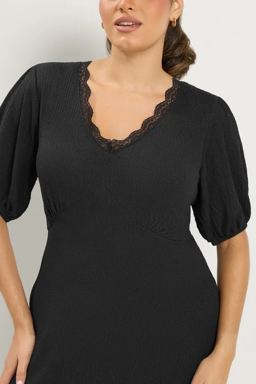 Yours Curve Black Lace Trim Midi Dress - 12 Image 5