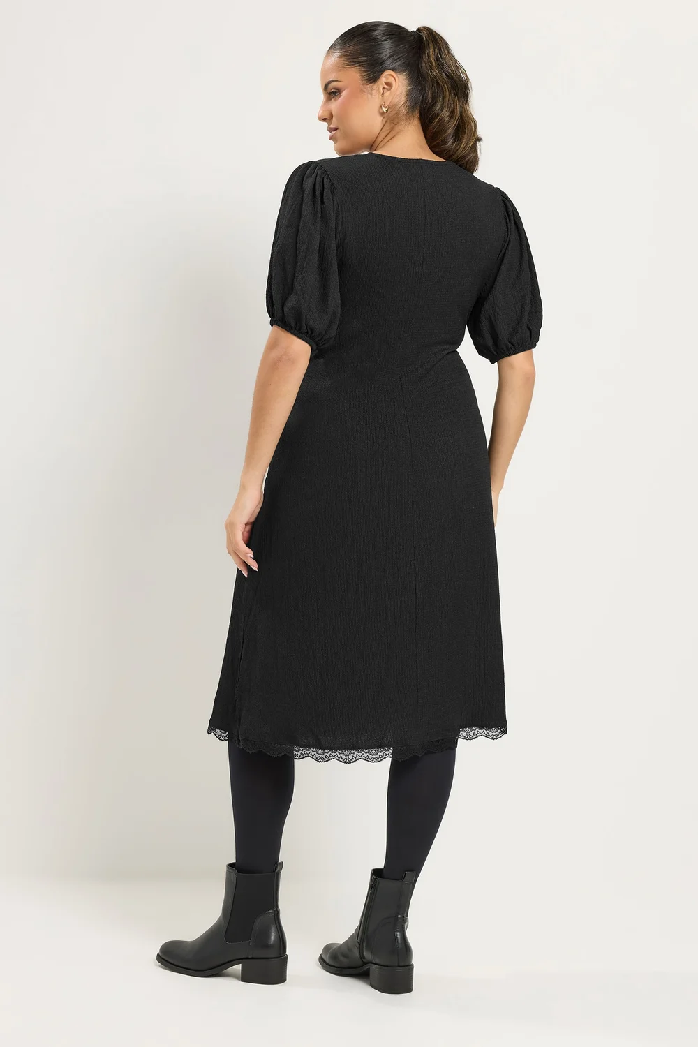 Yours Curve Black Lace Trim Midi Dress - 12 Image 4
