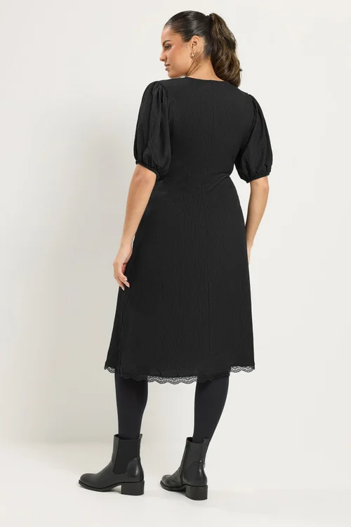 Yours Curve Black Lace Trim Midi Dress - 12 Image 4