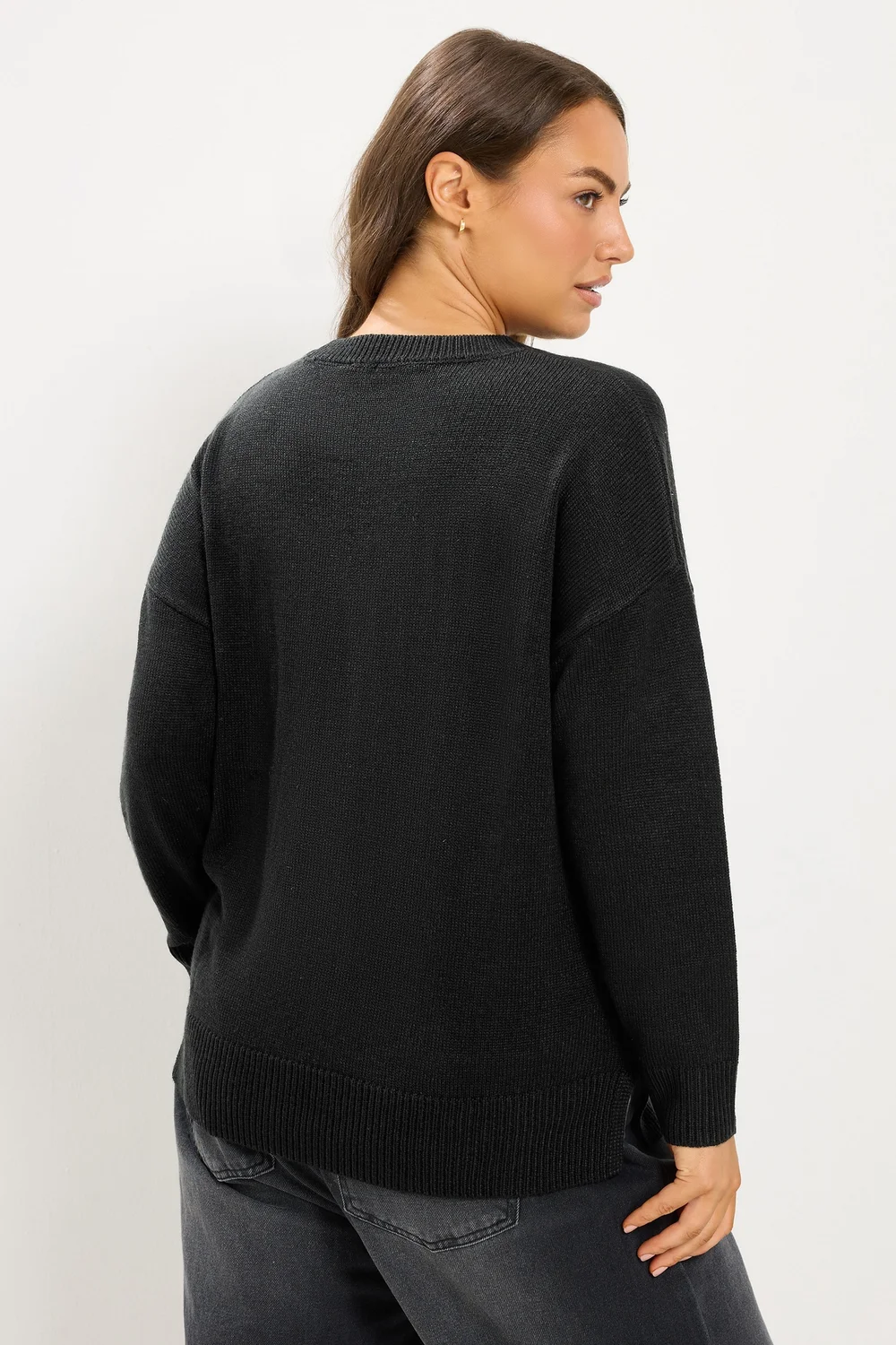 Yours Curve Black Bow Knit Jumper - 14-16 Image 3