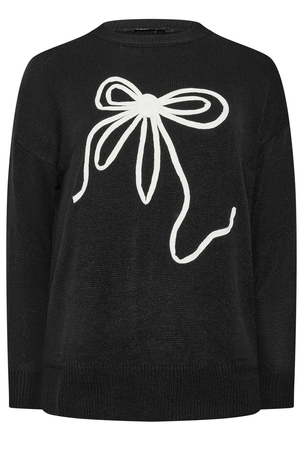 Yours Curve Black Bow Knit Jumper - 14-16 Image 5