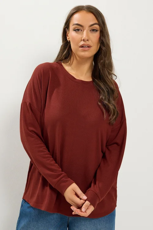 Yours Curve Rust Orange Soft Touch Jumper - 30-32 Image 1