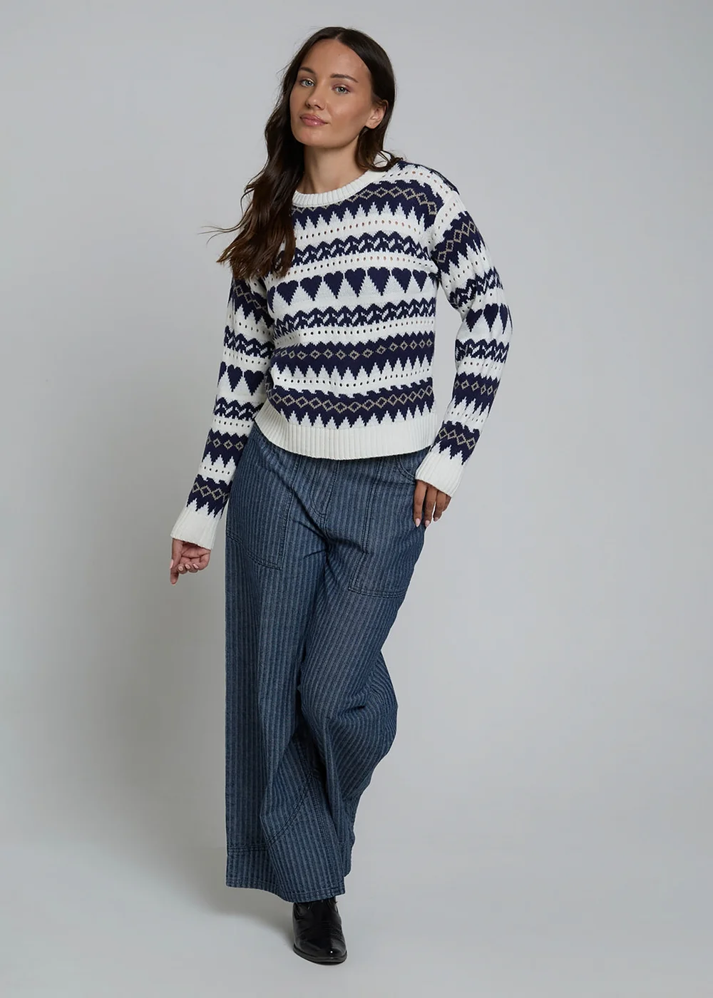 Wednesdays Girl Cream Heart Novelty Printed Crew Neck Long Sleeve Jumper - M Image 4