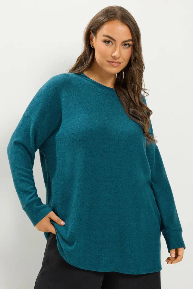 Yours Curve Teal Blue Soft Touch Jumper