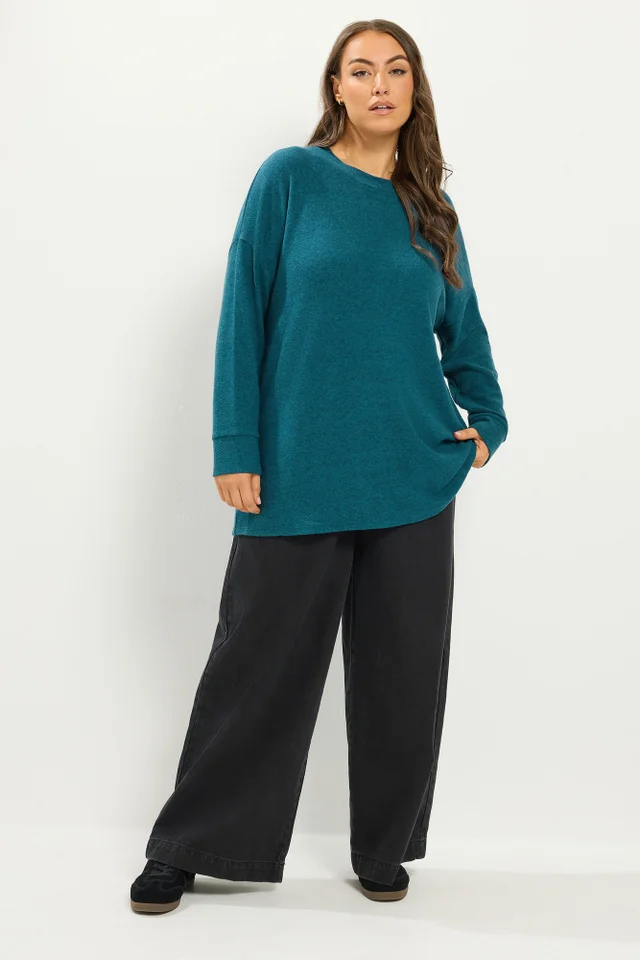 Yours Curve Teal Blue Soft Touch Jumper