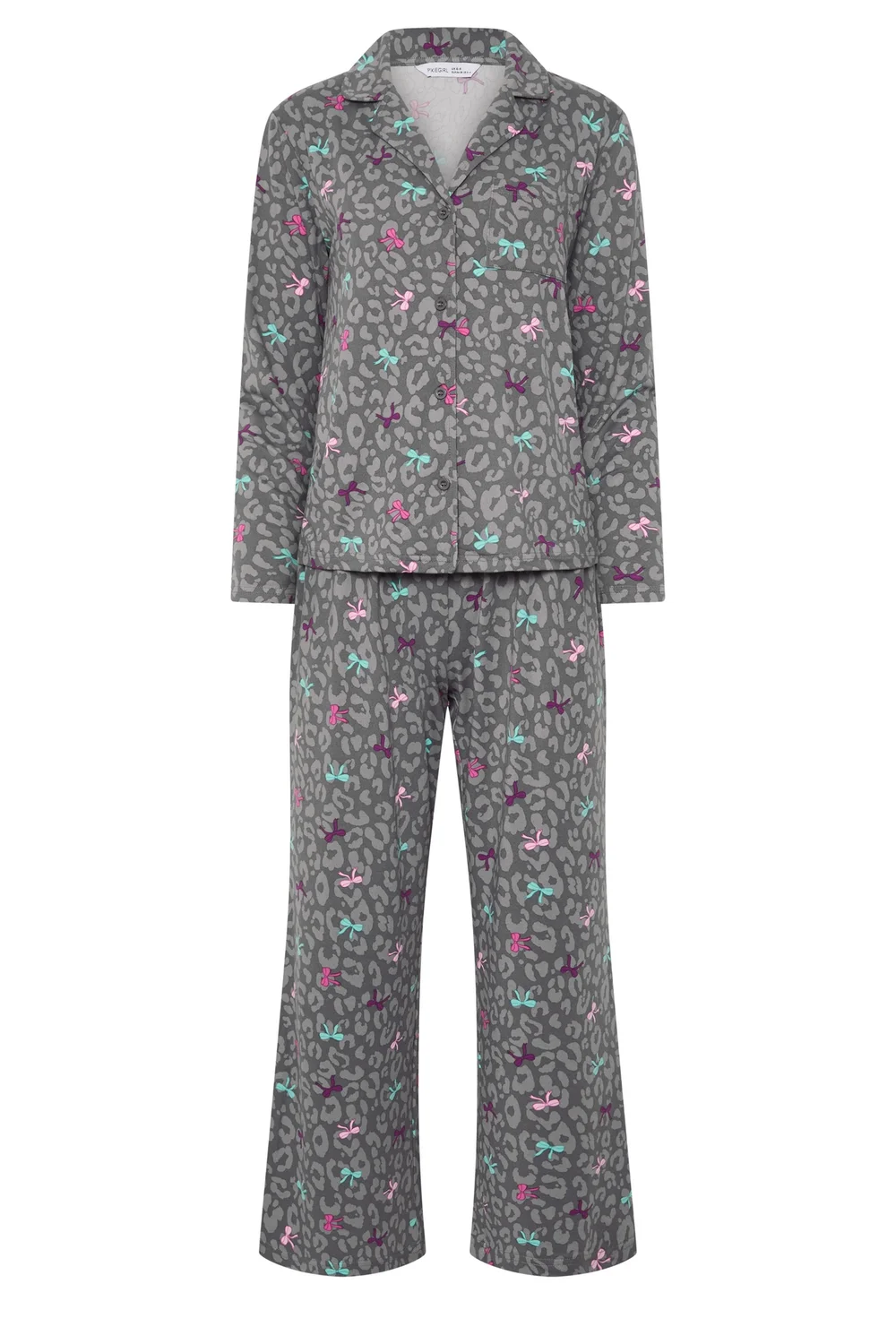 PixieGirl Petite Grey Bows Soft Touch Long Sleeve Pyjama Set - 6-8 Image 5