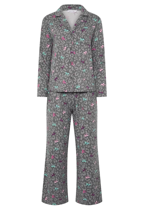 PixieGirl Petite Grey Bows Soft Touch Long Sleeve Pyjama Set - 6-8 Image 5