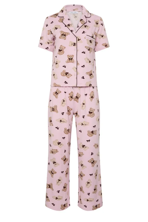 PixieGirl Petite Pink Soft Touch Teddy Print Pyjama Set - 6-8 Image 5